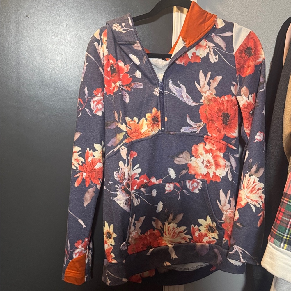 Michelle Mae Floral Navy and Orange Hoodie